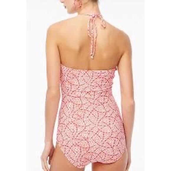 J. Crew ruched keyhole plunge ditsy floral print one piece halter swim suit‎ L - Picture 3 of 10